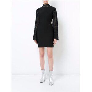 Opening Ceremony Mini Dress M NWT Mod Open Back Crochet Sleeves 70s Thick Knit